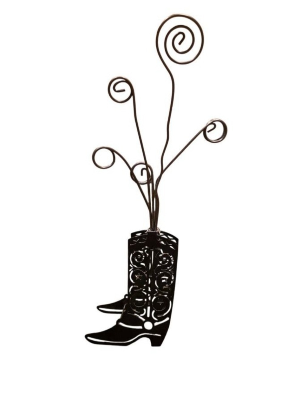 ELSAL Inc Brown Wire Cowboy Boot Decor Photo Picture Holder